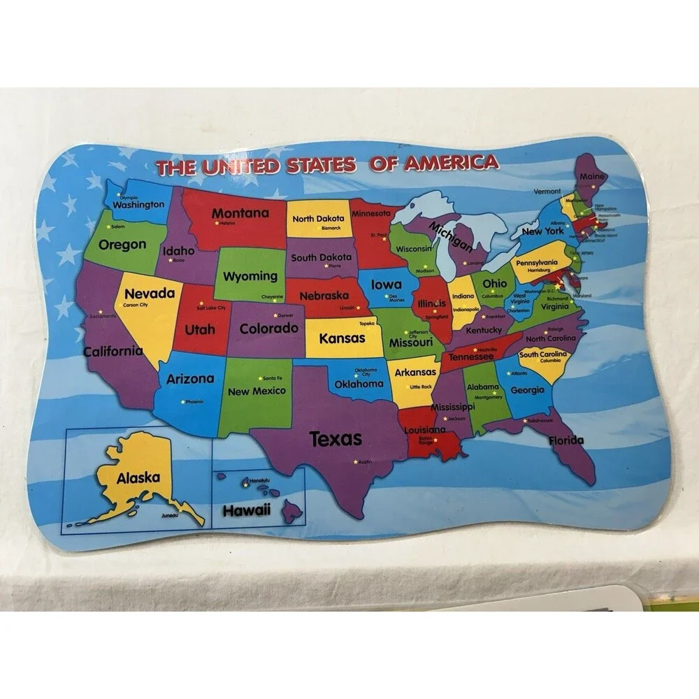 Lot 6 Vintage Educational Placemats Seasame Street USA Map Clock ABCs